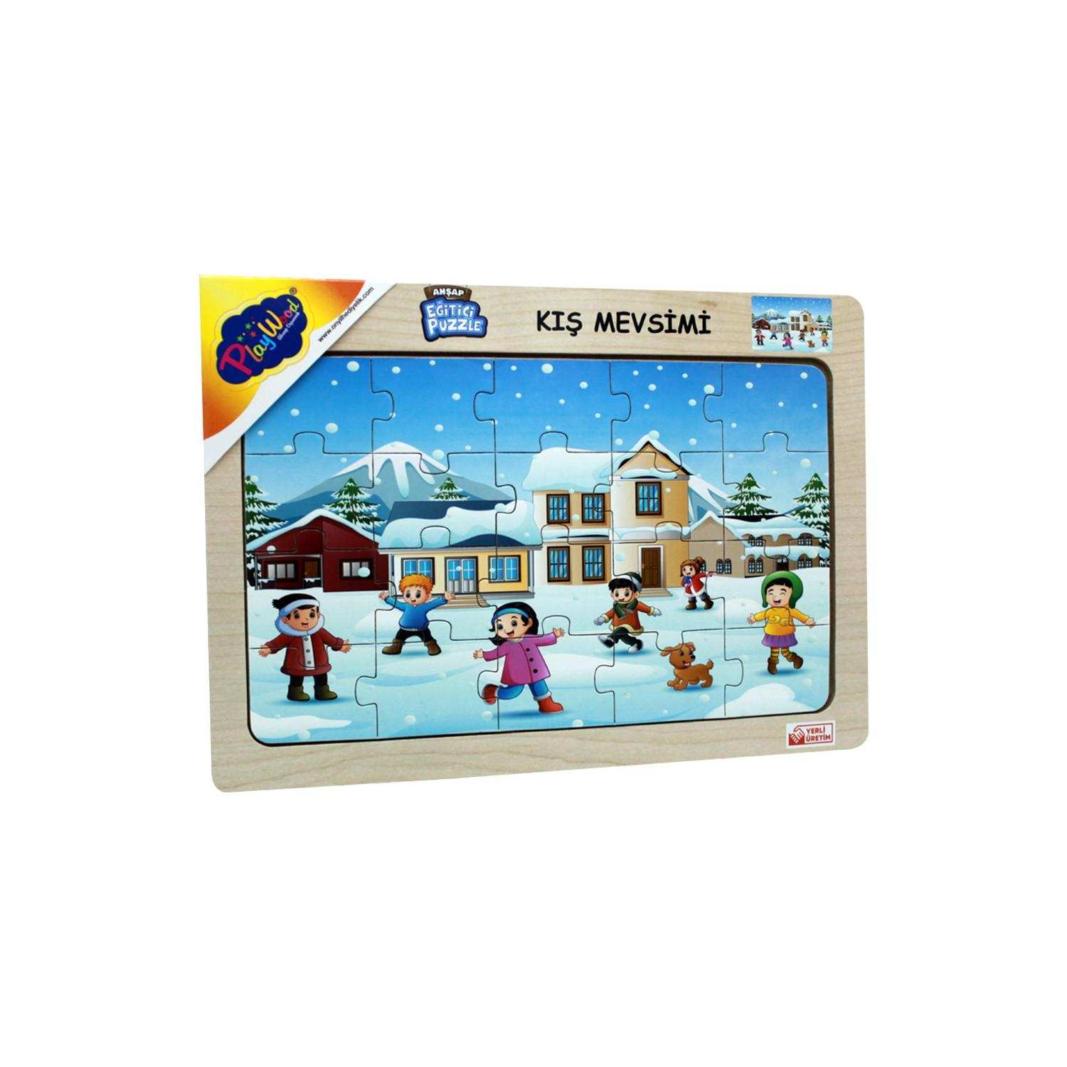 PLAYWOOD AHŞAP PUZZLE KIŞ MEVSİMİ EĞİTİCİ OYUNCAK 20 PARÇA