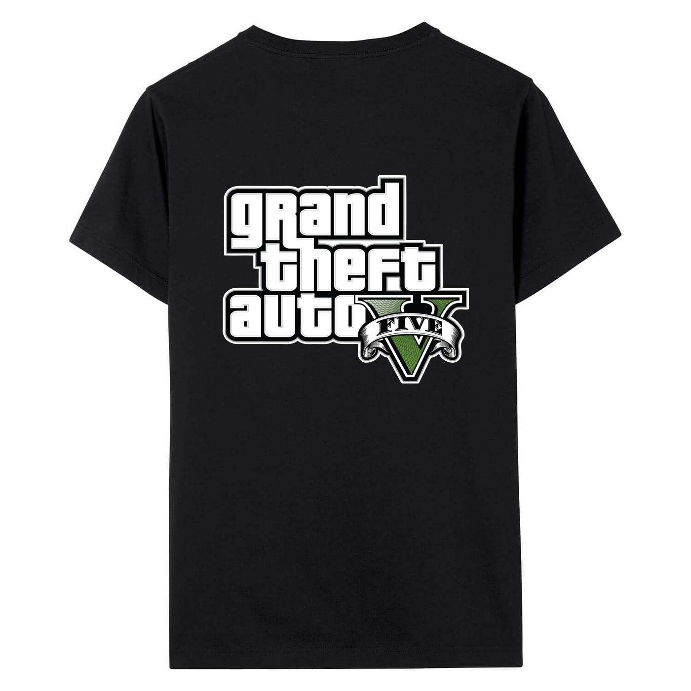 GTA 5 BASKILI UNISEX T-SHIRT - XL BEDEN - SİYAH - MOOD Mood Oyun